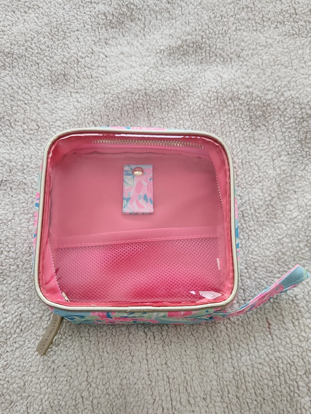 Lilly Pulitzer travel cosmetic case Totally Blossom Clear Front